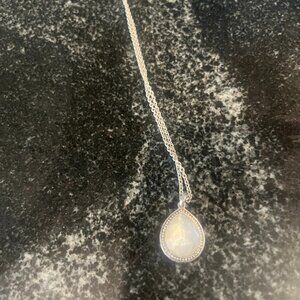 Mini Teardrop Pendant Necklace in Sterling Silver with Diamonds
